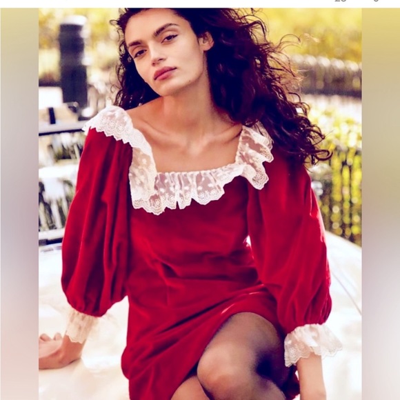 Doen Dresses & Skirts - DOEN HEIRLOOM FRANIQUE RED VELVET SILK RUFFLE HOLIDAY PARTY ROMANTIC NWT DRESS